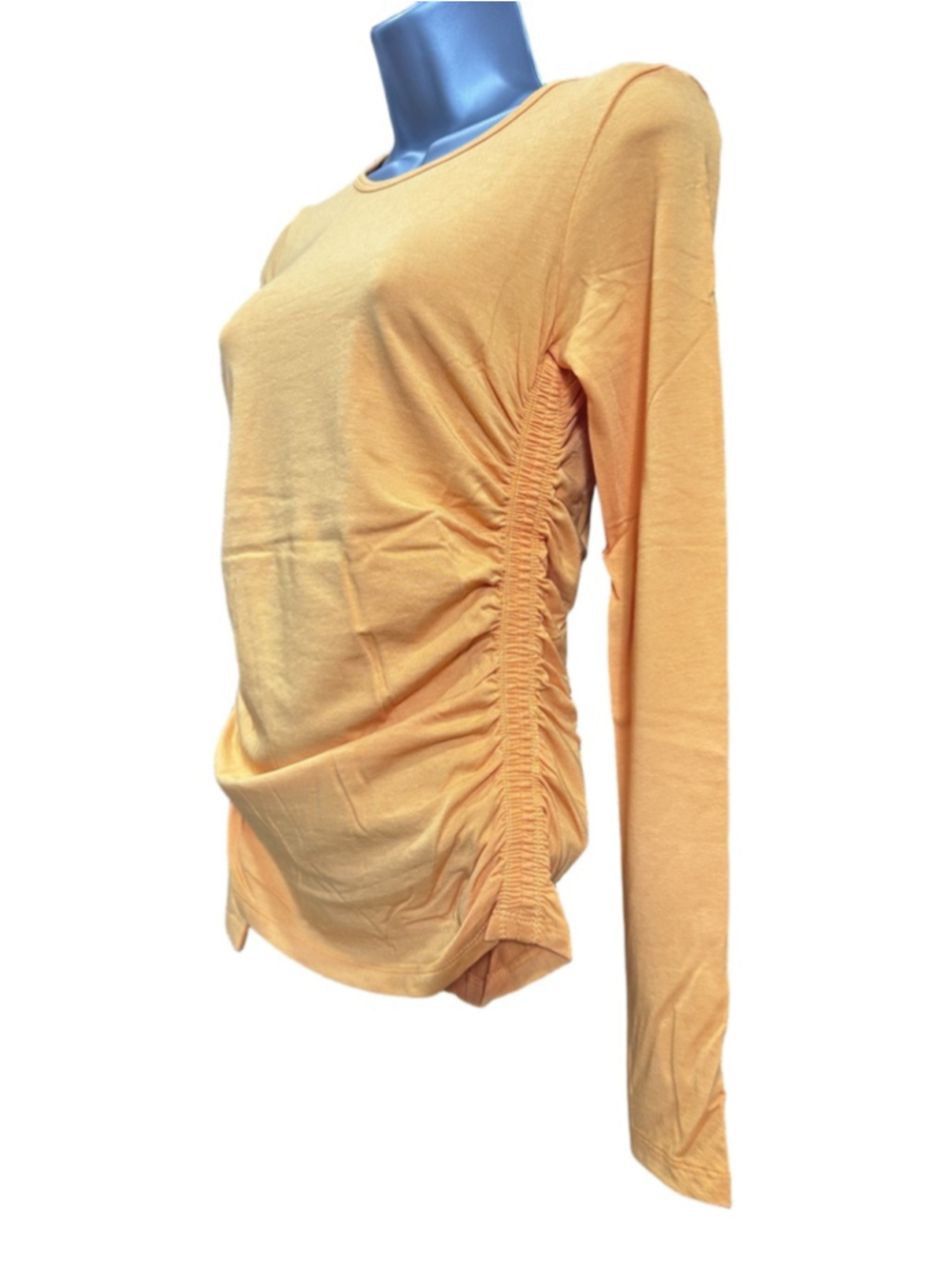 NWT Anatomie Milly Ruched Long Sleeve Top in tangerine in large retails $178 - Picture 3 of 8